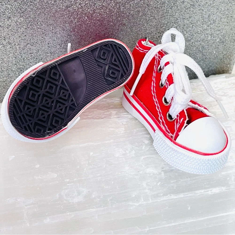 MINI SNEAKER KEYRINGS 2 RED his & hers running shoes Athlete Trainers
